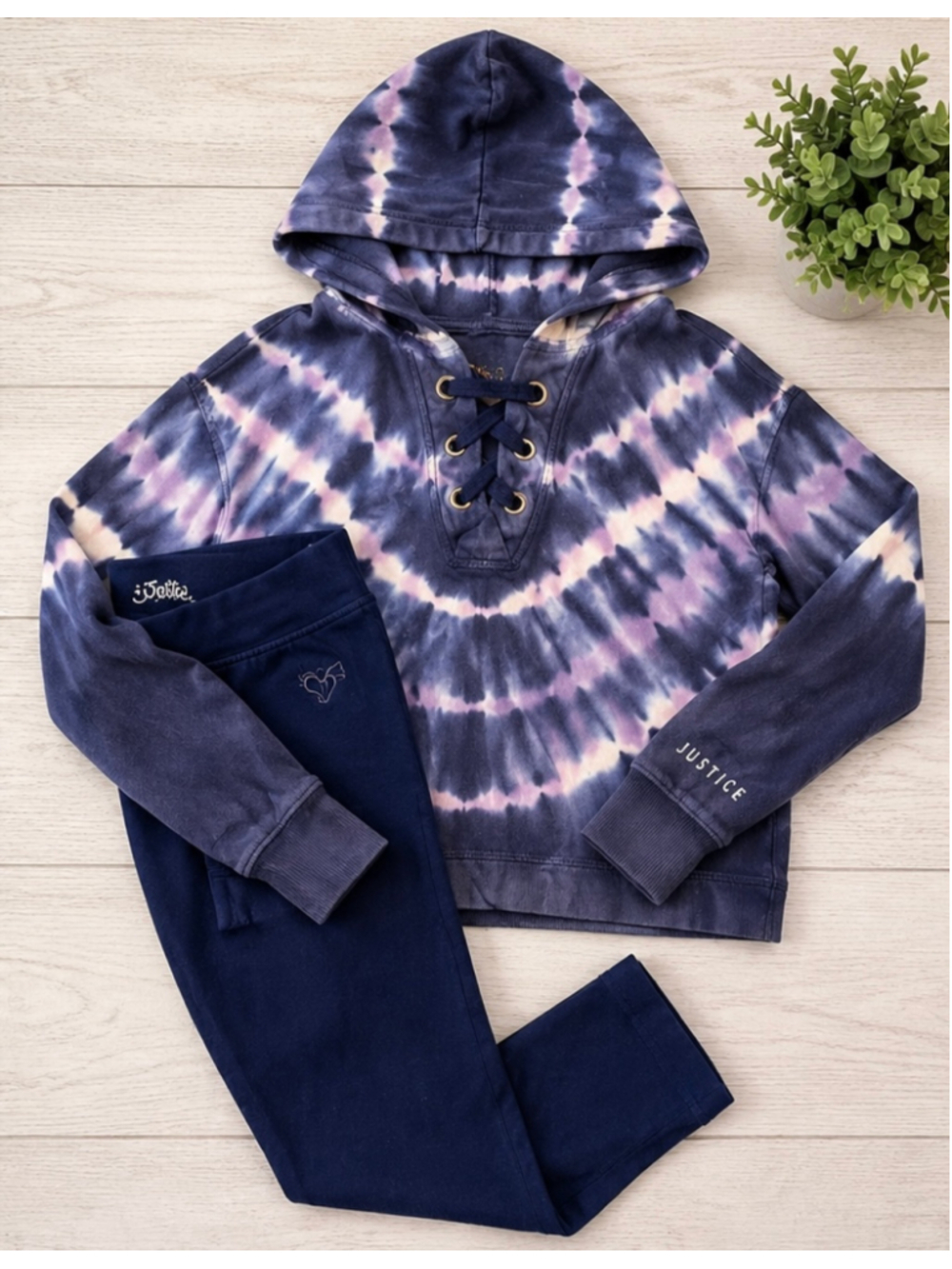 Justice Girls Size 7 Tie-Dye Hoodie & Capri Leggings Set